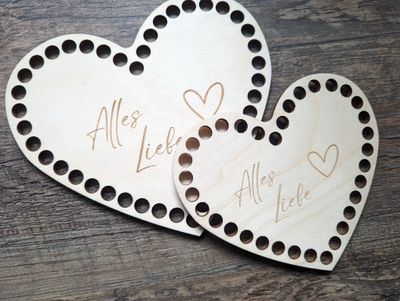 ALLES LIEBE, Holzböden in Herzform,  in 6 Größen, für Bobbiny Jumbo