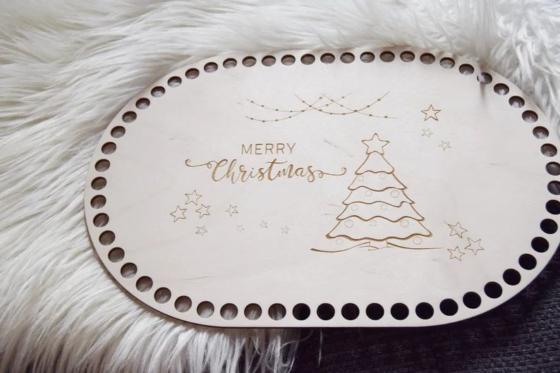 MERRY CHRISTMAS, ovaler Holzboden tolle Weihnachtskörbchen