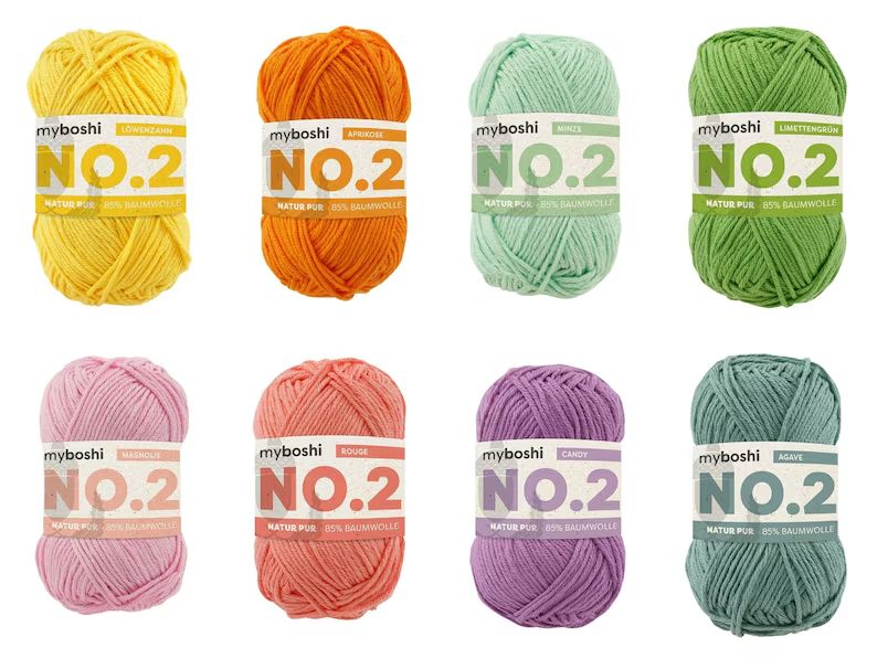 NO.2 myboshi in 30 Farben, 50g = 100m vegan aus Baumwolle und Kapok