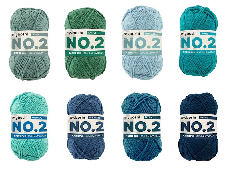 NO.2 myboshi in 30 Farben, 50g = 100m vegan aus Baumwolle und Kapok