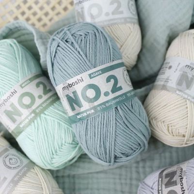 NO.2 myboshi in 30 Farben, 50g = 100m vegan aus Baumwolle und Kapok