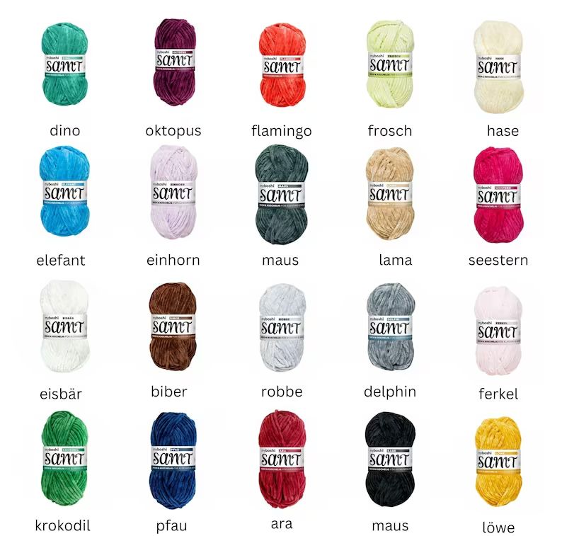 SAMT myboshi in 20 Farben, Chenille Garn, Amigurumi-Wolle