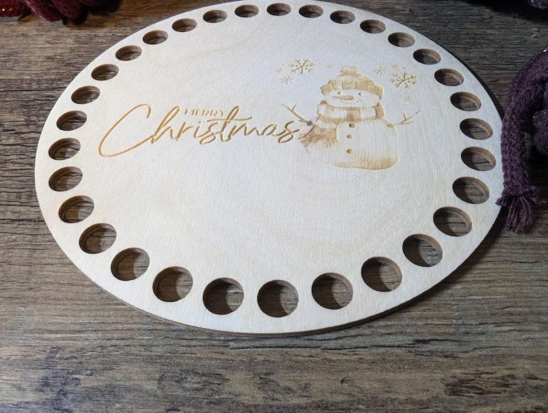 MERRY CHRISTMAS Schneemann, Holzböden mit Motiv, Rund in allen Größen