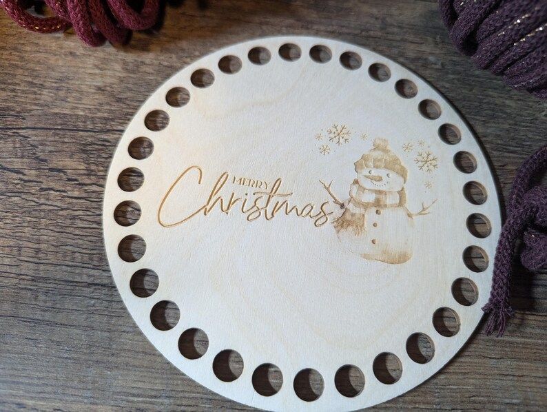 MERRY CHRISTMAS Schneemann, Holzböden mit Motiv, Rund in allen Größen