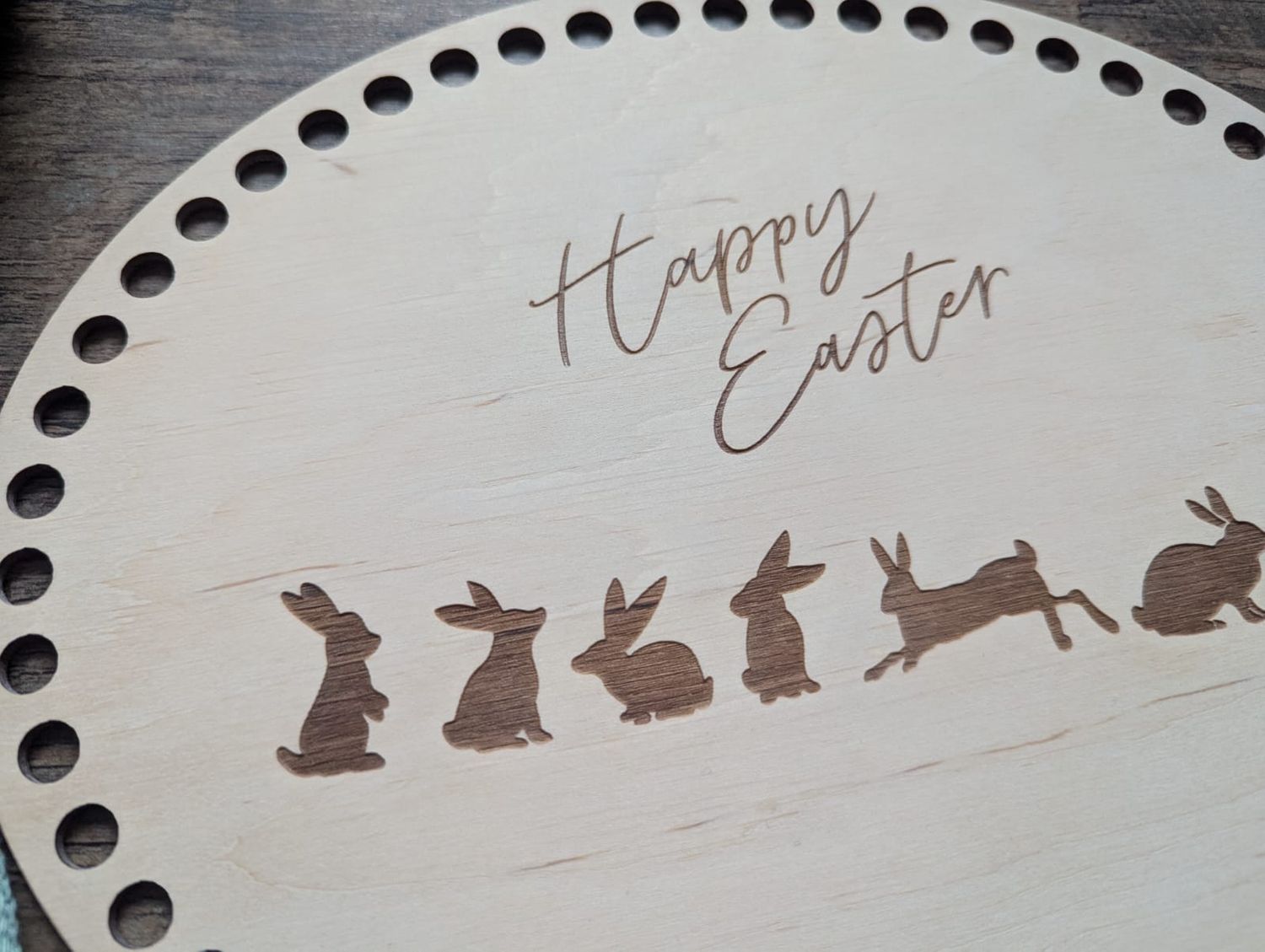 Holzböden HAPPY EASTER Motiv, oval