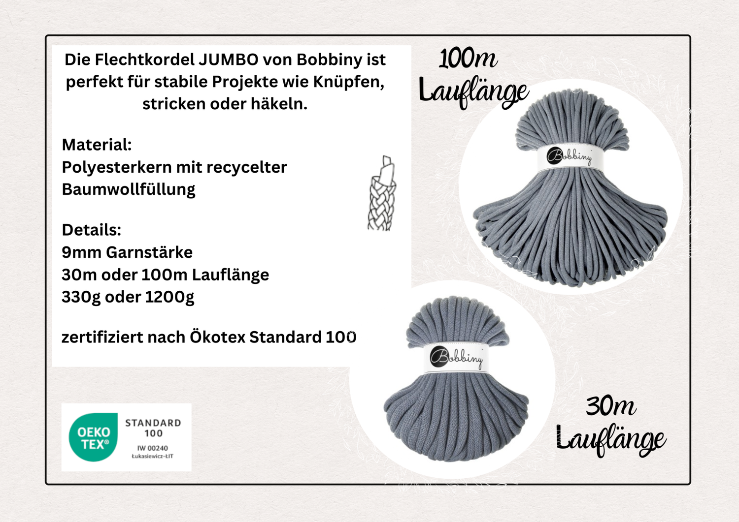 Bobbiny Jumbo 9mm, in 30 und 100m