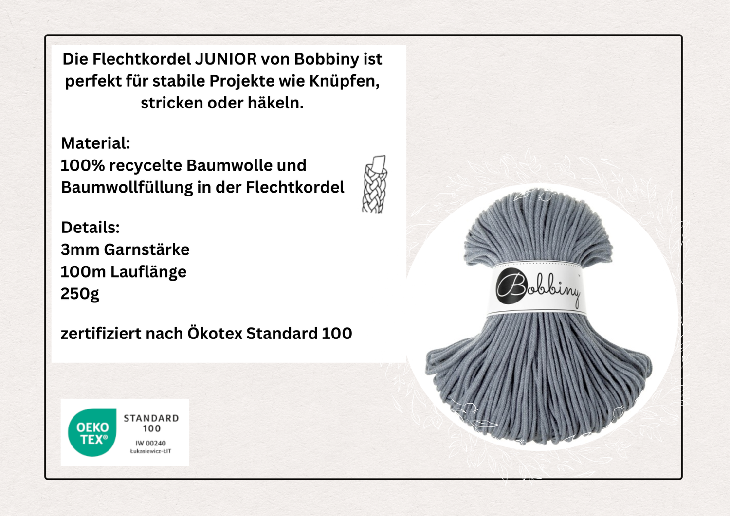 Bobbiny Junior 3mm,  perfekt zum Häkeln für stabile Körbchen