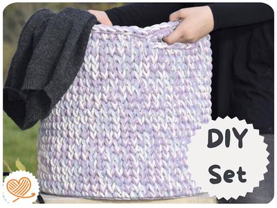 DIY-Set + HEDI + für ein XL Wäschekorb / Aufbewahrungskorb mit Holzboden