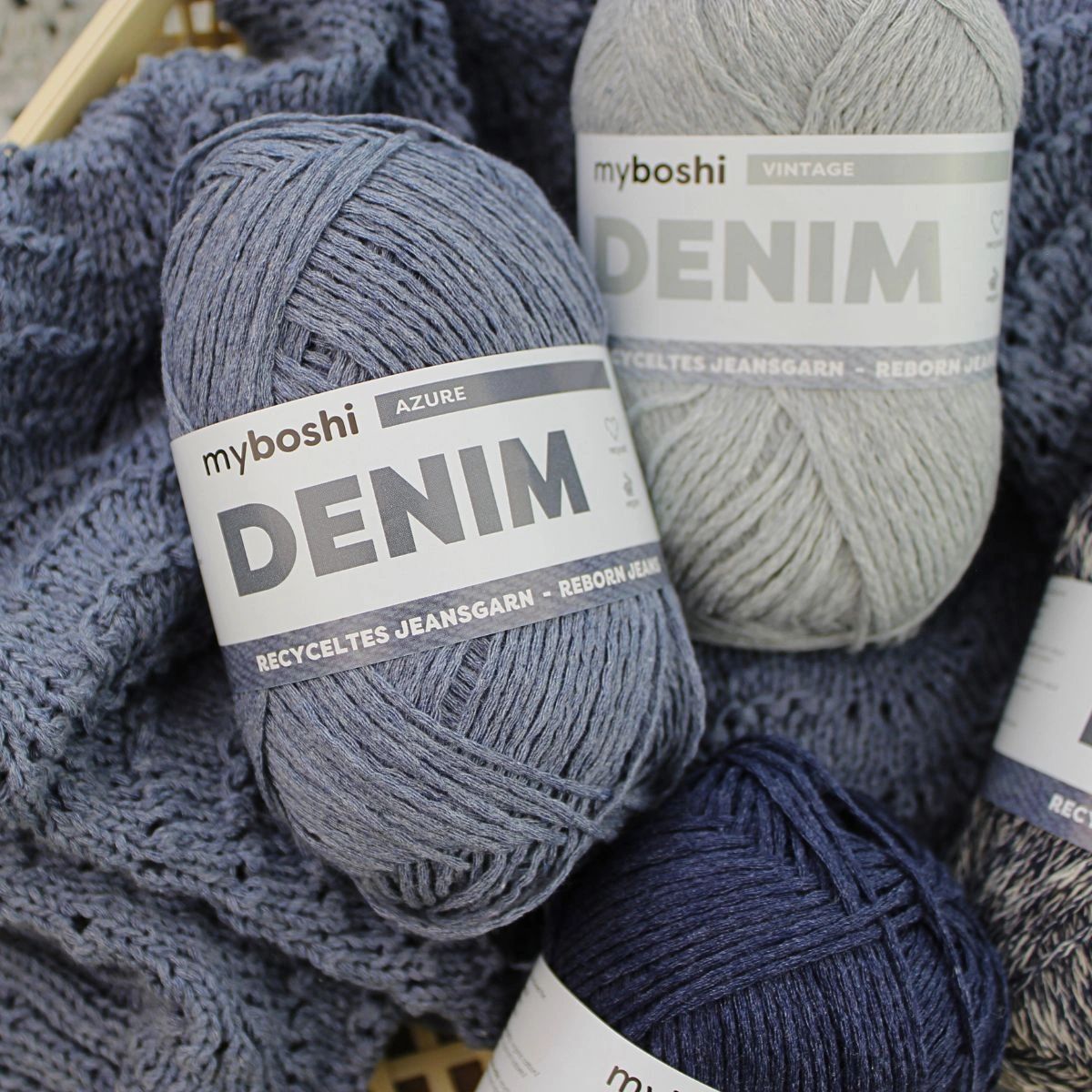 DENIM myboshi in 6 Farben, aus recyceltem Jeans- und Baumwollgarn