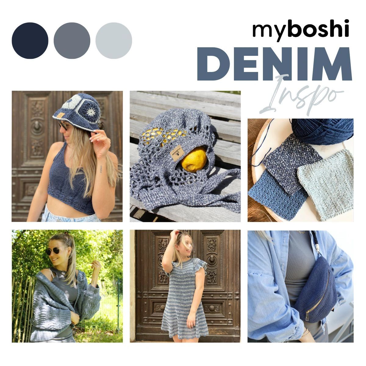 DENIM myboshi in 6 Farben, aus recyceltem Jeans- und Baumwollgarn