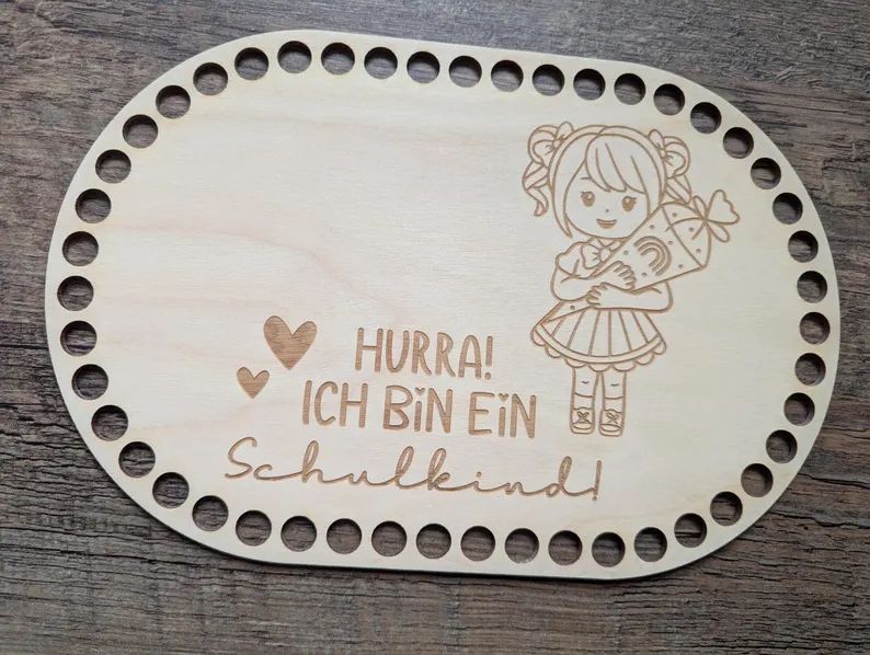 Holzboden &quot;Hurra ich bin ein Schulkind&quot; Mädchen