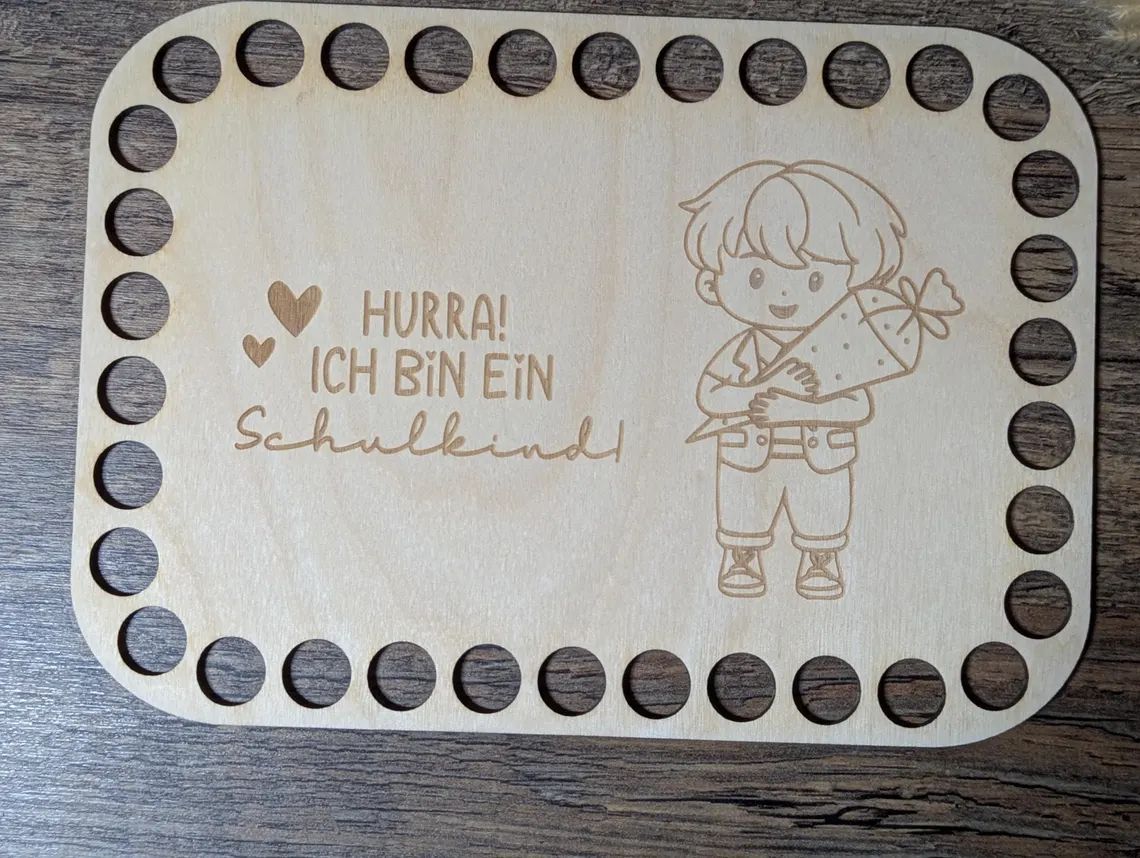 Holzboden &quot;Hurra ich bin ein Schulkind&quot; Mädchen