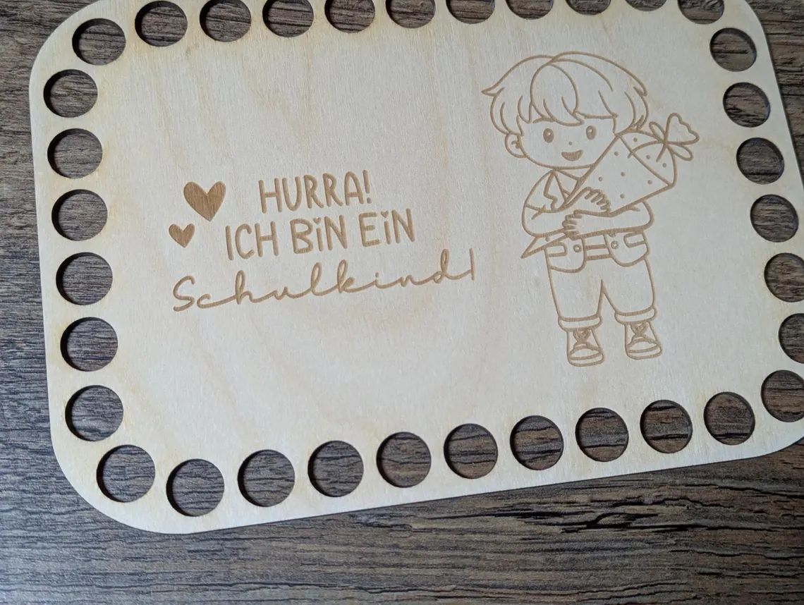 Holzboden &quot;Hurra ich bin ein Schulkind&quot; Mädchen