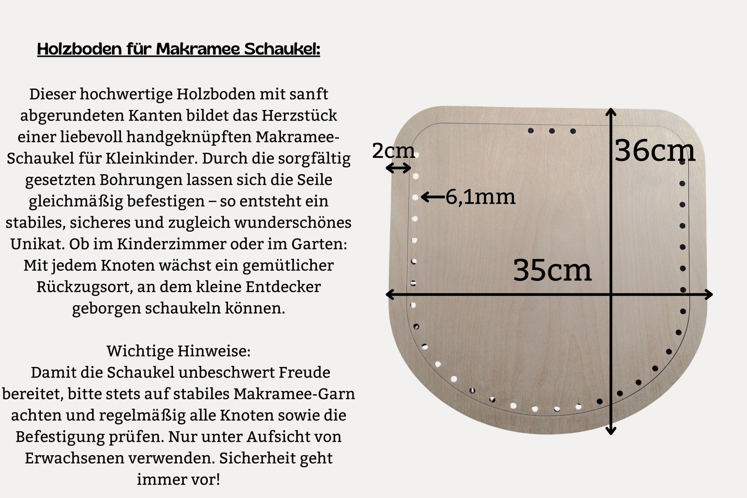 Holzboden und Ring für Makramee Schaukel oder Hängesessel aus Birken-Sperrholz
