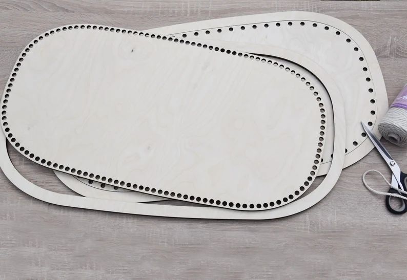 großer Holzboden mit passendem Ring aus Birken-Sperrholz – für Makramee Babywiege