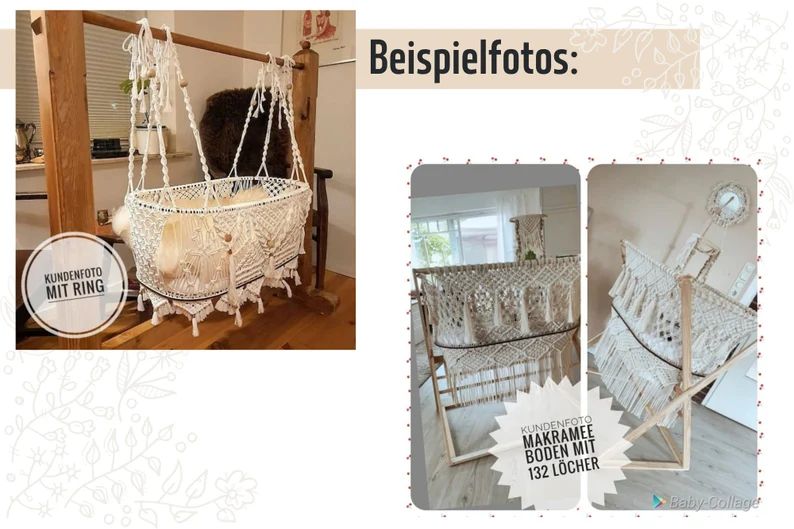 großer Holzboden mit passendem Ring aus Birken-Sperrholz – für Makramee Babywiege