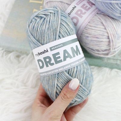 DREAM myboshi in Farben, 50g = 95m Materialmix aus Baumwolle, Baby Alpaka und Merino. Luftig-leicht zum Häkeln und Stricken