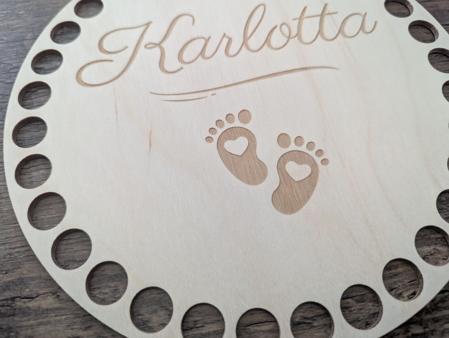 Name, Holzböden mit Motiv, Rund in allen Größen