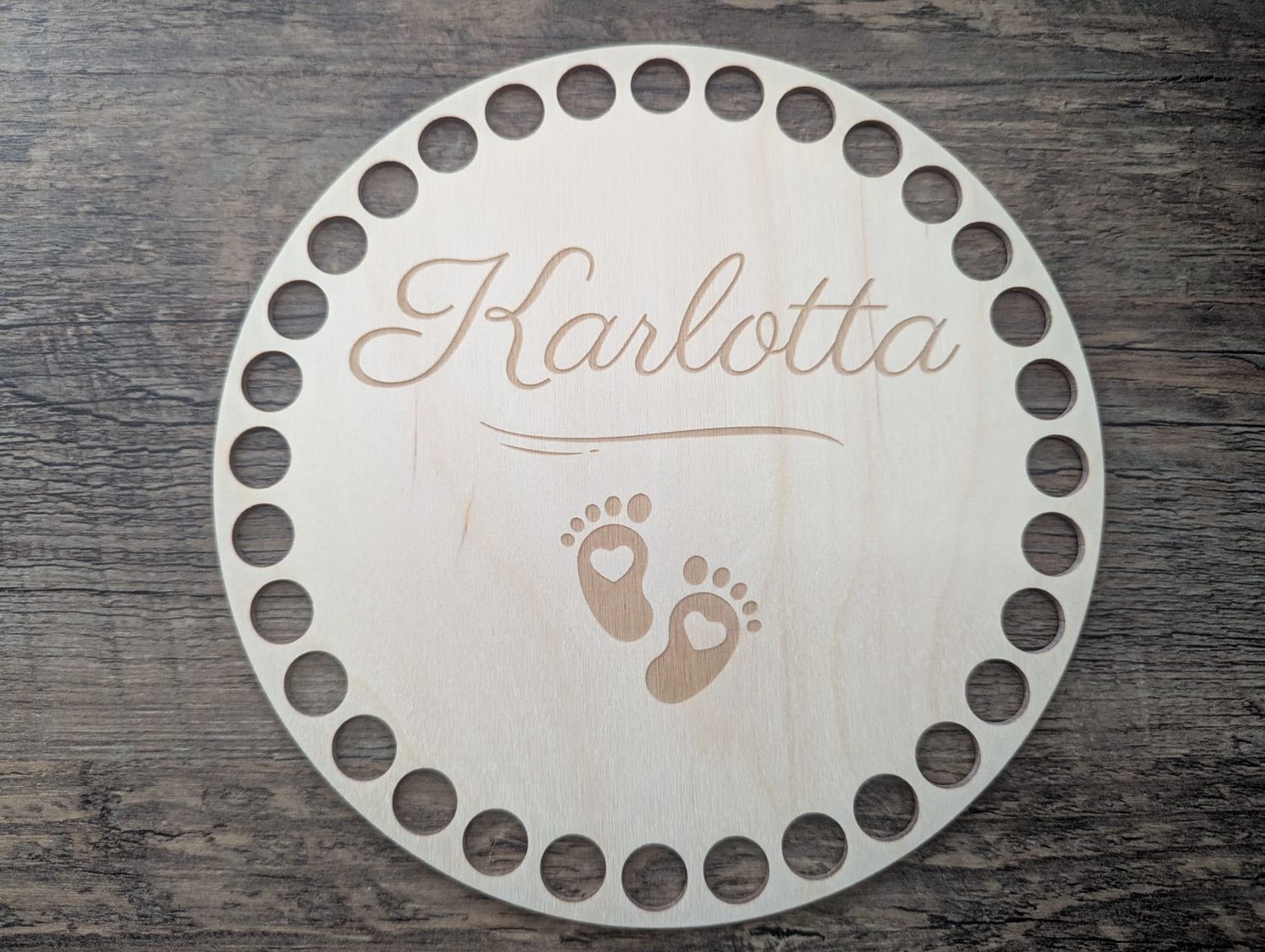 Name, Holzböden mit Motiv, Rund in allen Größen