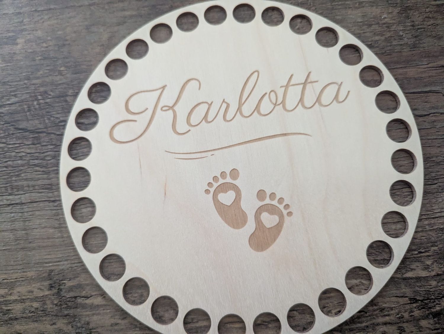 Name, Holzböden mit Motiv, Rund in allen Größen