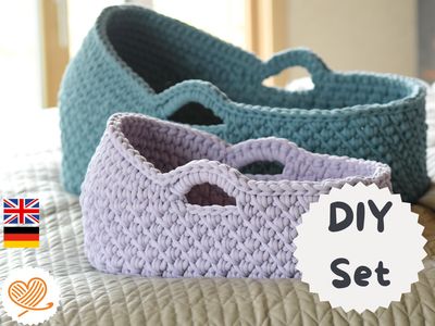 DIY Set FENIA Puppenmoseskörbchen und Moseskörbchen, alle Größen