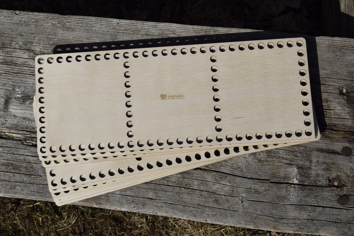 Holzboden für Häkel-Utensilo ohne und mit 3 Fächern in 2 Größen und 2 Lochgrößen