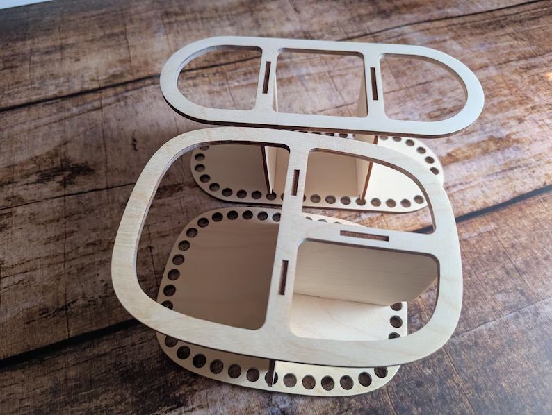 Holzboden für Utensilo länglich mit 3 Fächern