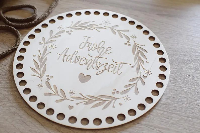 FROHE ADVENTSZEIT,  Holzböden mit Motiv, Rund in allen Größen