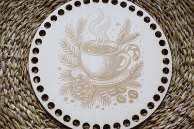 WEIHNACHTS KAFFEE,  Holzböden mit Motiv, Rund in allen Größen und Lochgrößen