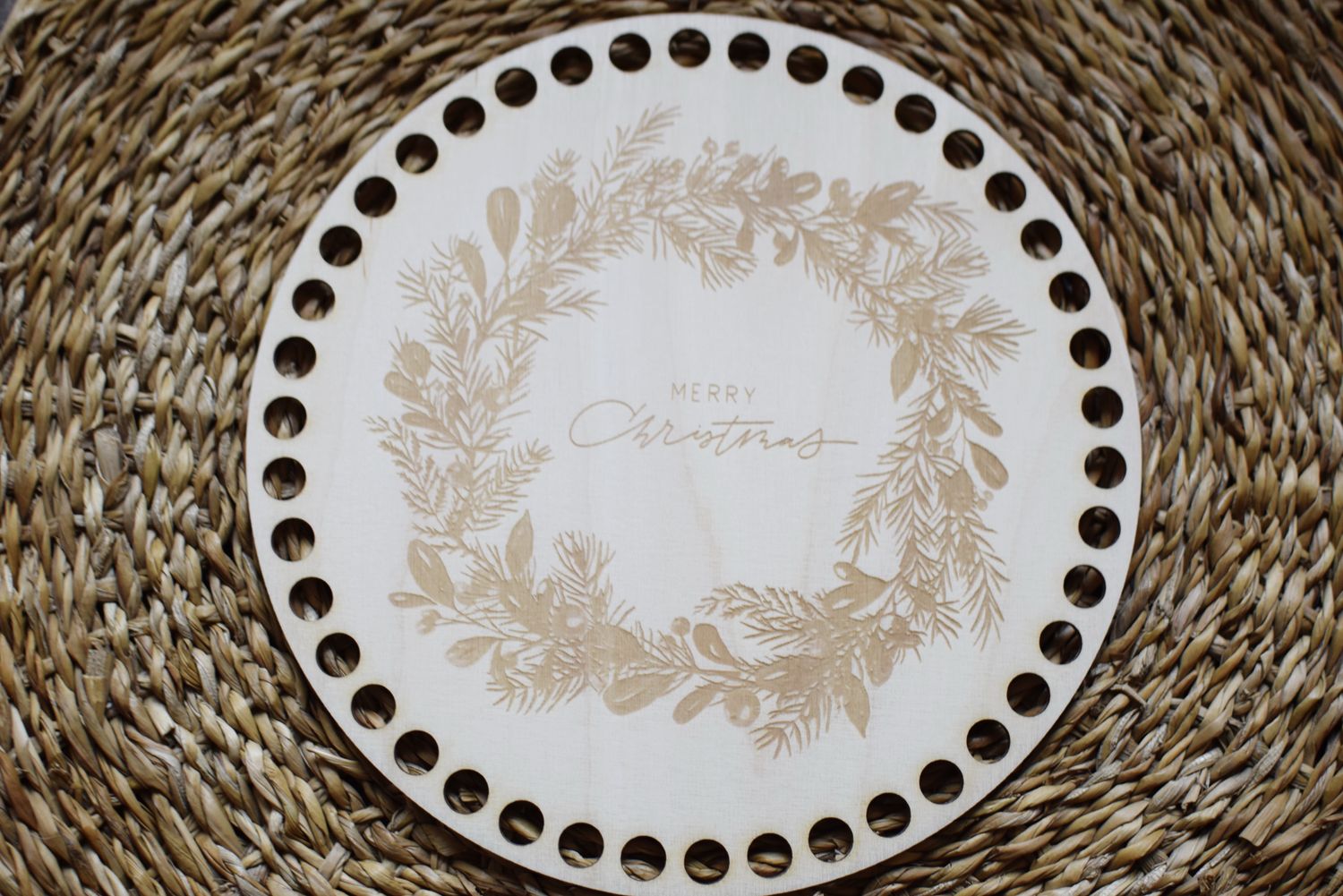 WEIHNACHTS KRANZ,  Holzböden mit Motiv, Rund in allen Größen und Lochgrößen