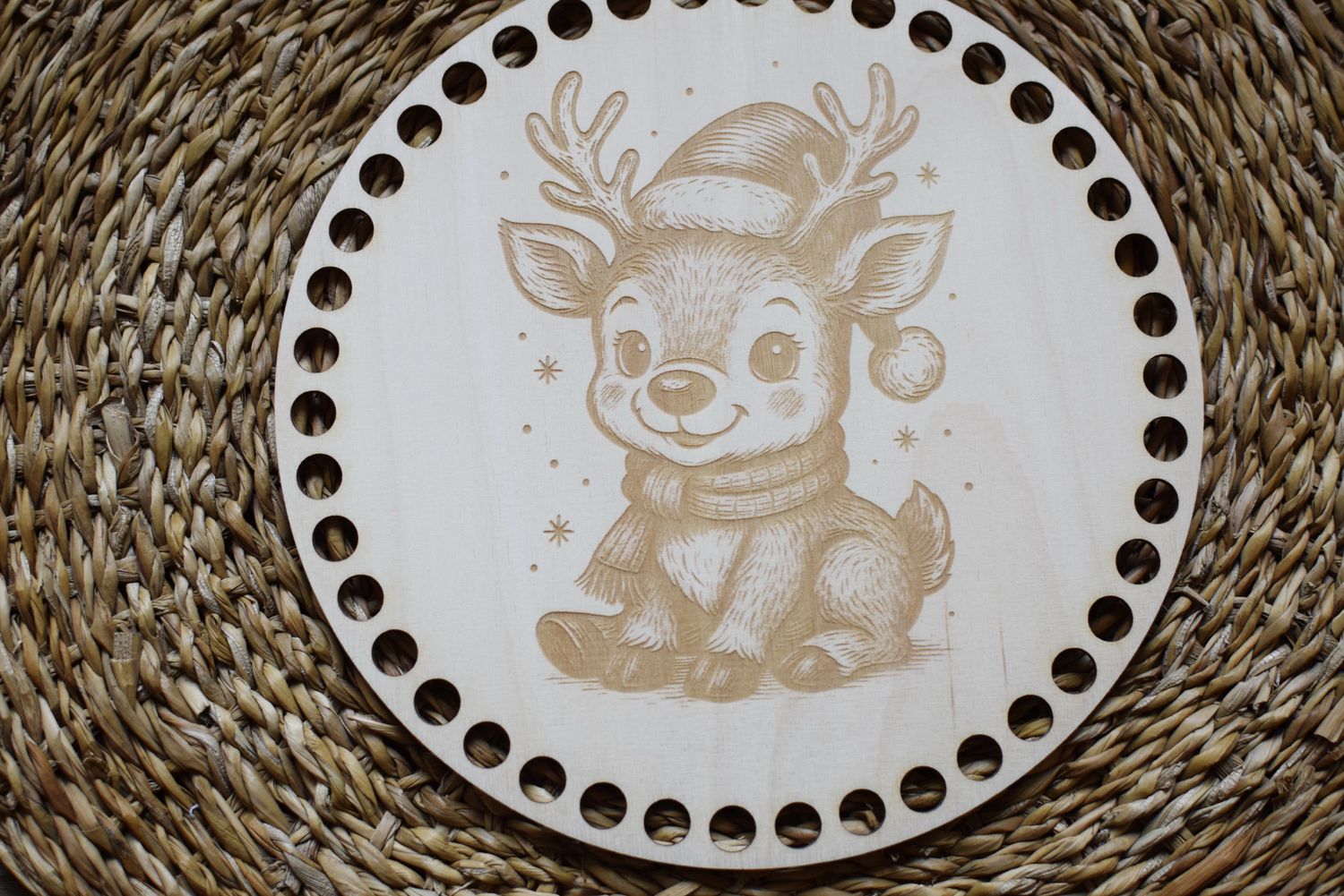 ELCH,  Holzböden mit Motiv, Rund in allen Größen und Lochgrößen