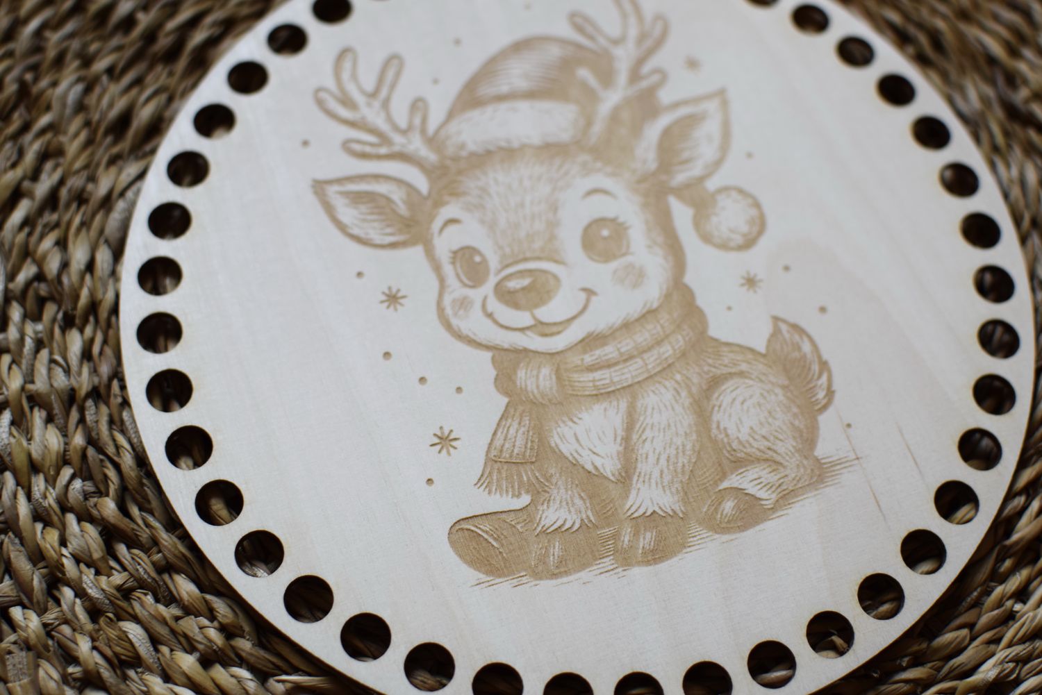 ELCH,  Holzböden mit Motiv, Rund in allen Größen und Lochgrößen