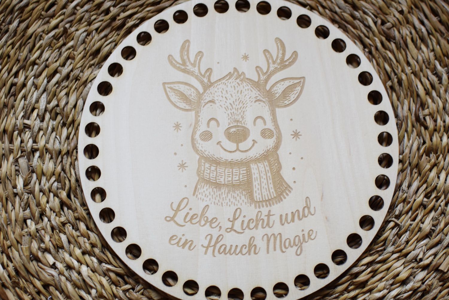 ELCH und MAGIE,  Holzböden mit Motiv, Rund in allen Größen und Lochgrößen