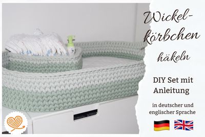 DIY-Set für ein Wickelkörbchen, mit Garn, 2 Holzböden und Matratze