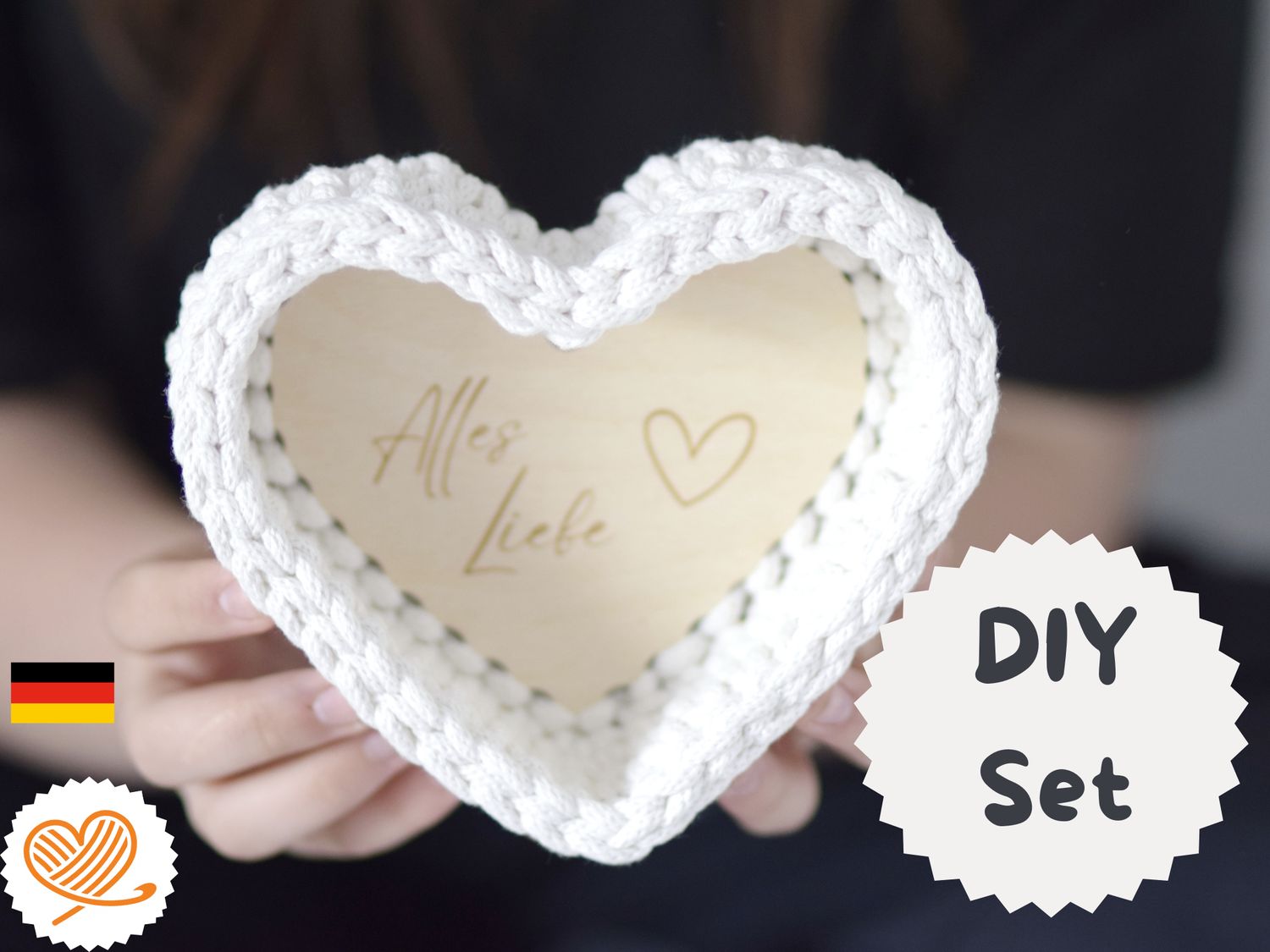 DIY Set HEART in Wunschfarbe häkeln, in 3 Größen,