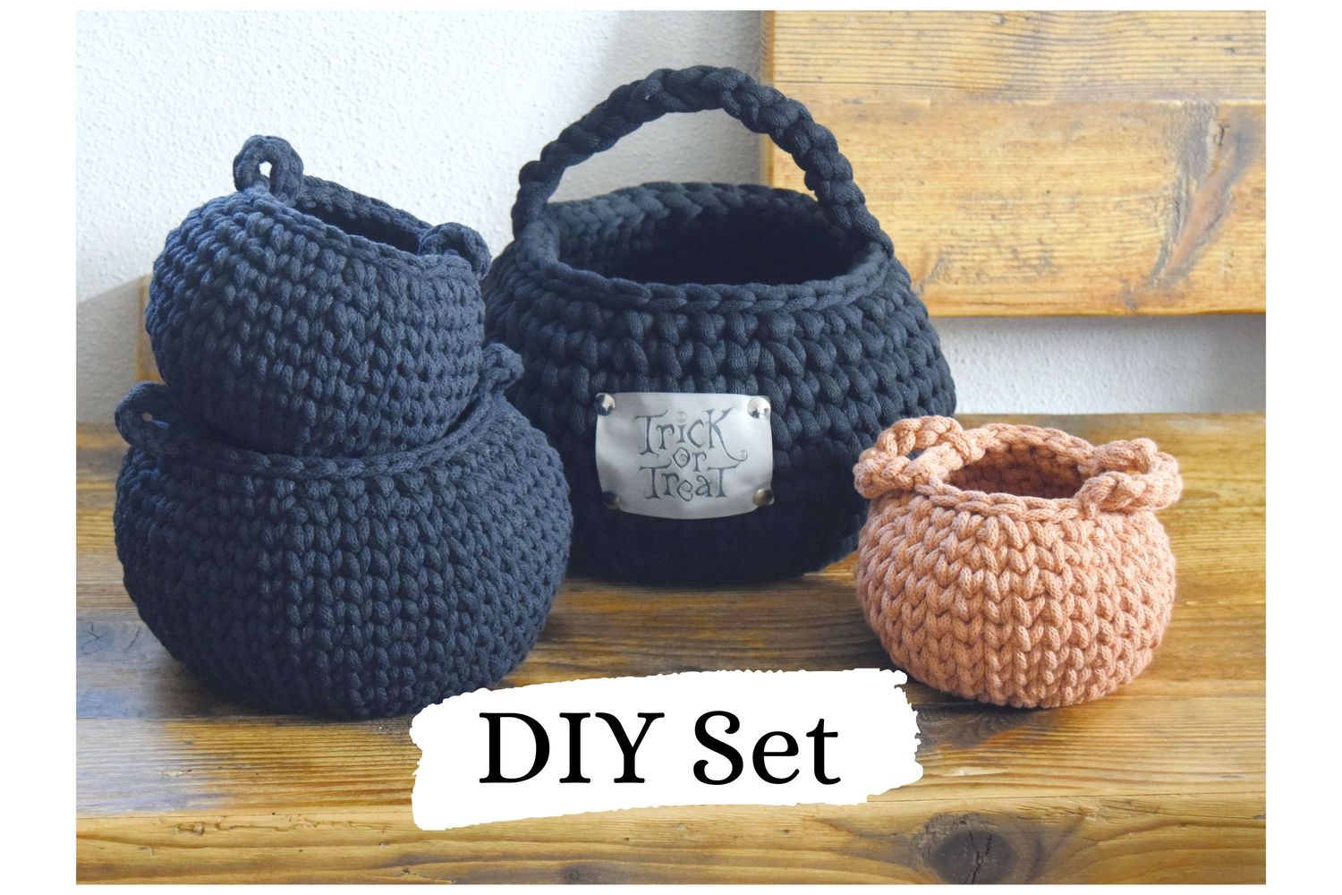 DIY-Set + SABRINA+ Hexenkessel häkeln mit Holz oder Kunststofboden