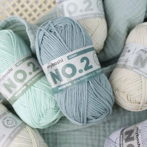 NO.2 myboshi in 30 Farben, 50g = 100m vegan aus Baumwolle und Kapok