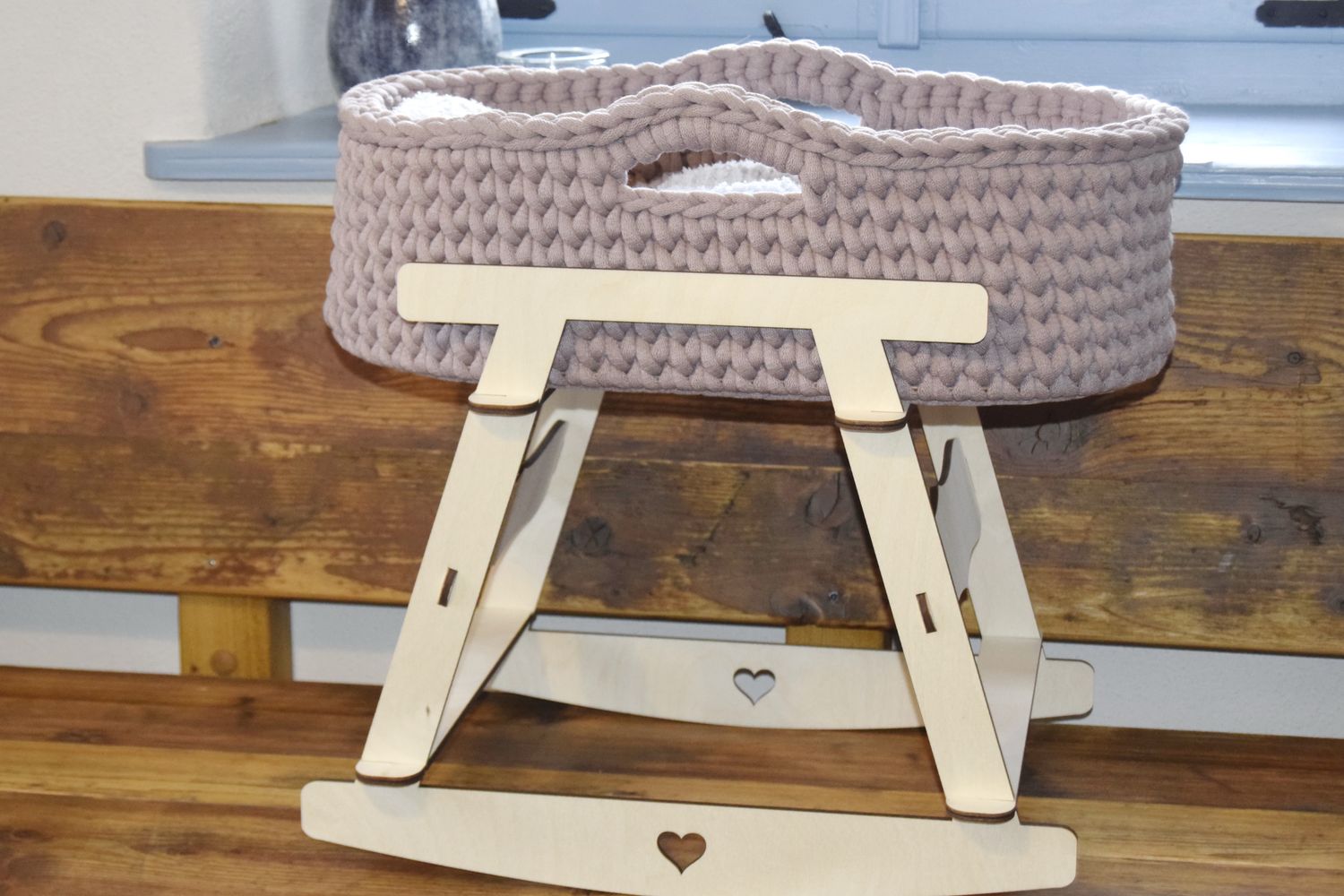 DIY  Puppenmoseskörbchen MADITA  in Wunschfarbe Moseskorb Puppenmoseskorb