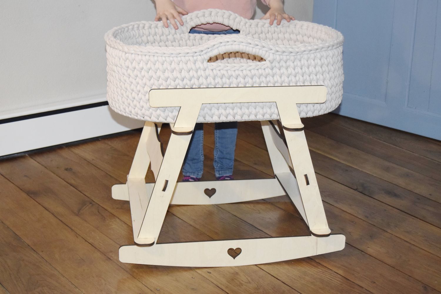 DIY  Puppenmoseskörbchen MADITA  in Wunschfarbe Moseskorb Puppenmoseskorb