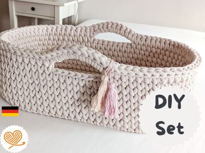 DIY  Puppenmoseskörbchen MADITA  in Wunschfarbe Moseskorb Puppenmoseskorb