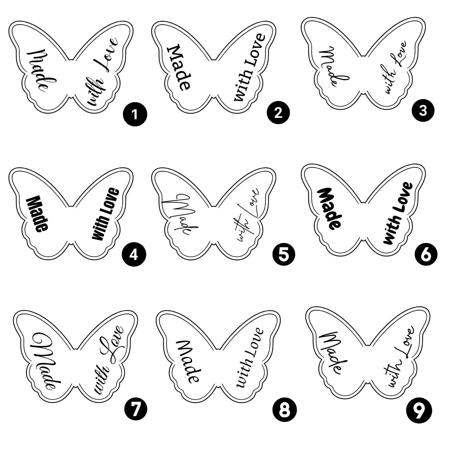 SCHMETTERLING · Handmade with Love · in verschiedenen Farben und Nieten