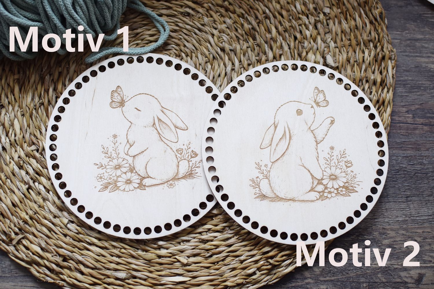 Holzboden mit Häschen in 2 verschieden Motiven und Lochgrößen