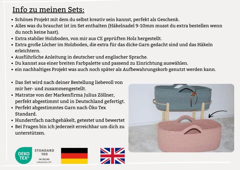 DIY-Set für ein Moseskörbchen zum selberhäkeln