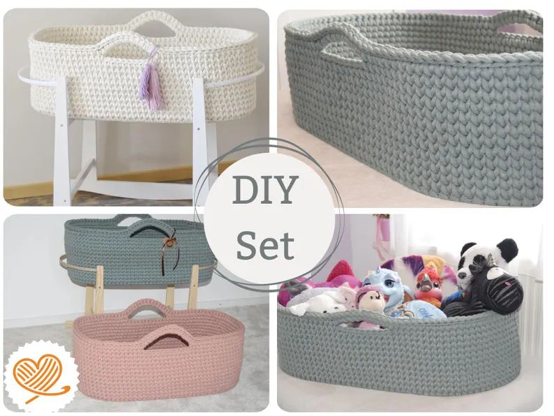 DIY-Set für ein Moseskörbchen zum selberhäkeln