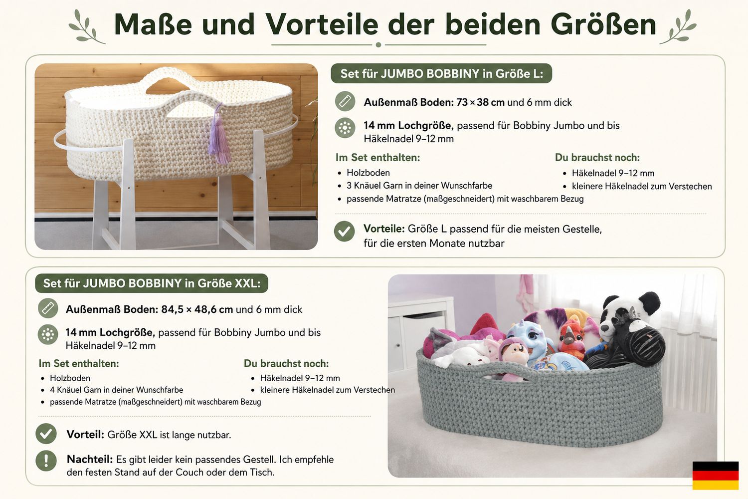 DIY-Set für ein Moseskörbchen zum selberhäkeln
