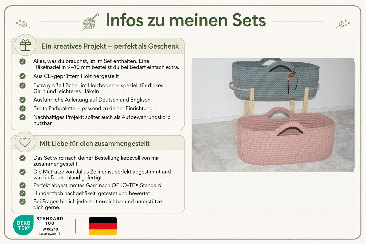 DIY-Set für ein Moseskörbchen zum selberhäkeln