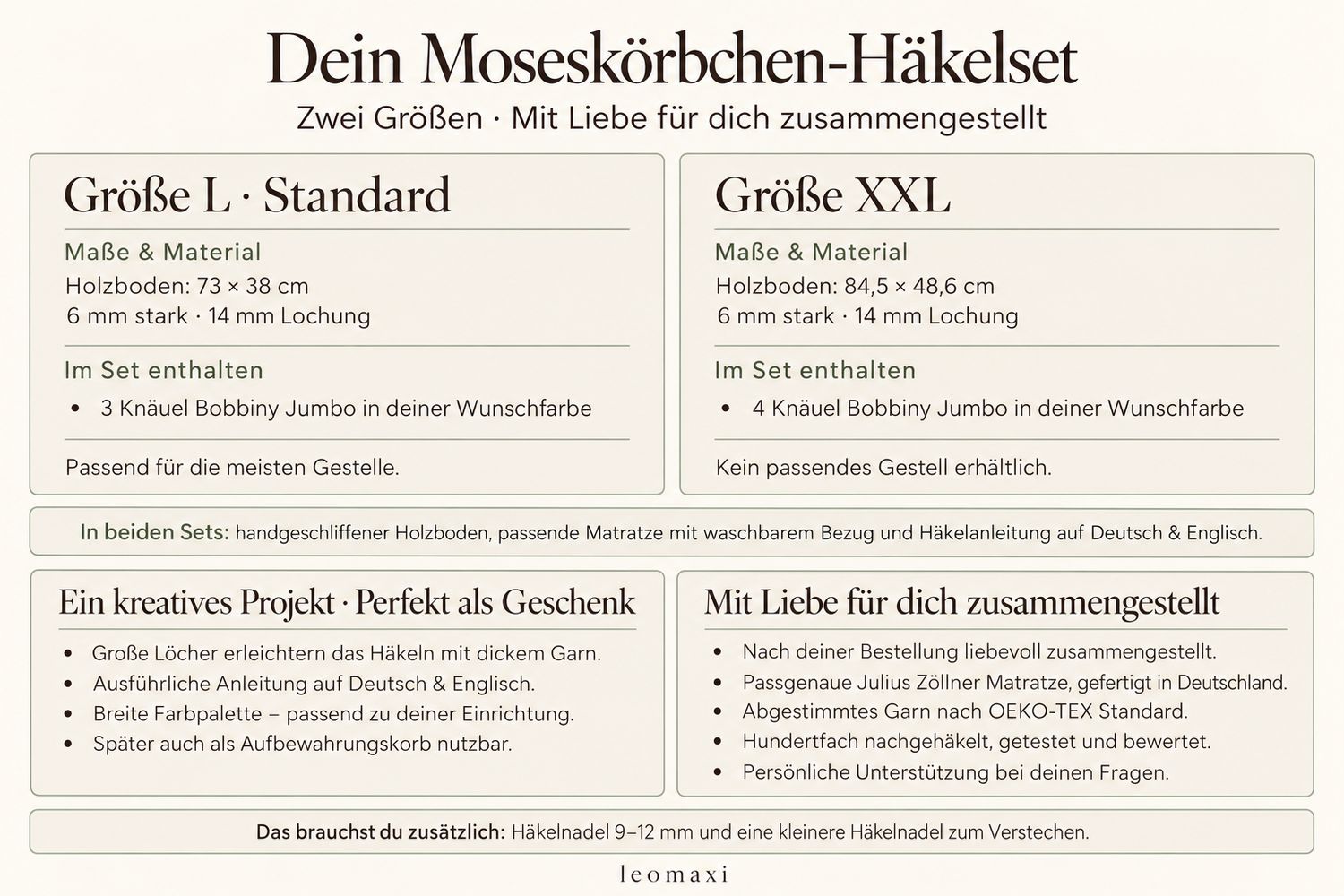 DIY Moseskörbchen Komplett-Set – mit Holzboden &amp; Matratze