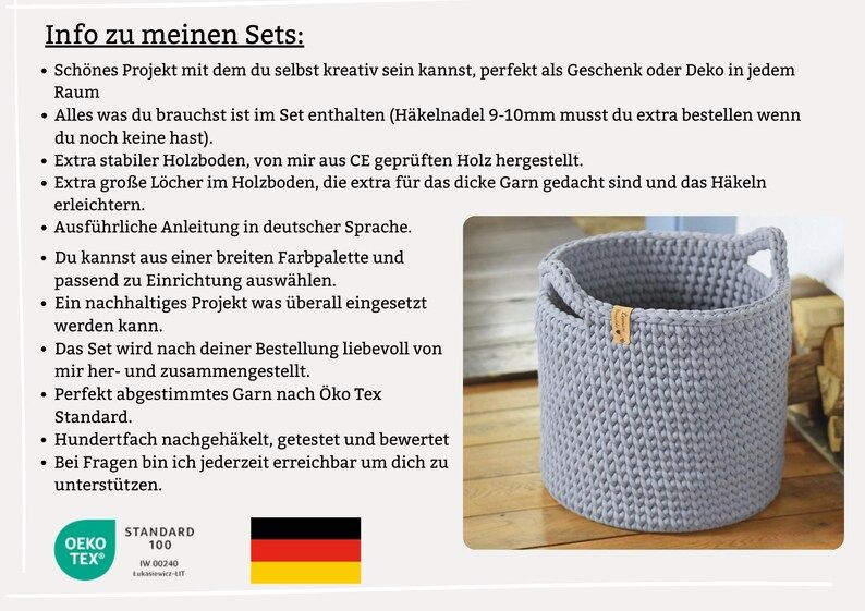 DIY-Set + HEDI + für ein XL Wäschekorb / Aufbewahrungskorb mit Holzboden