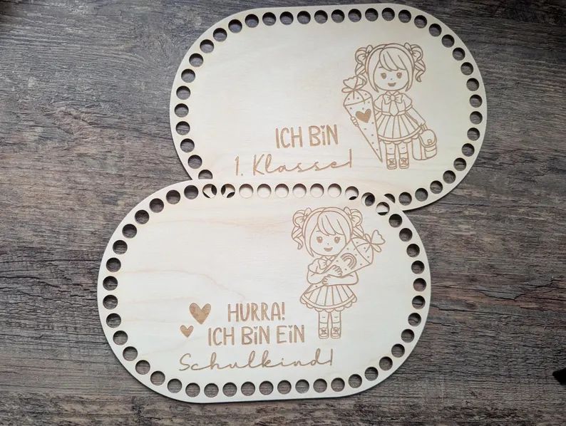 Holzboden "Hurra ich bin ein Schulkind" Mädchen