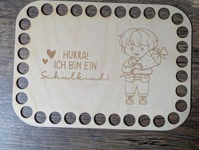 Holzboden "Hurra ich bin ein Schulkind" Junge
